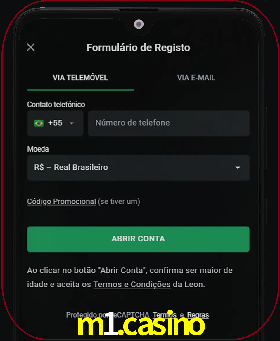 Abra o aplicativo e inicie o processo de registro.
