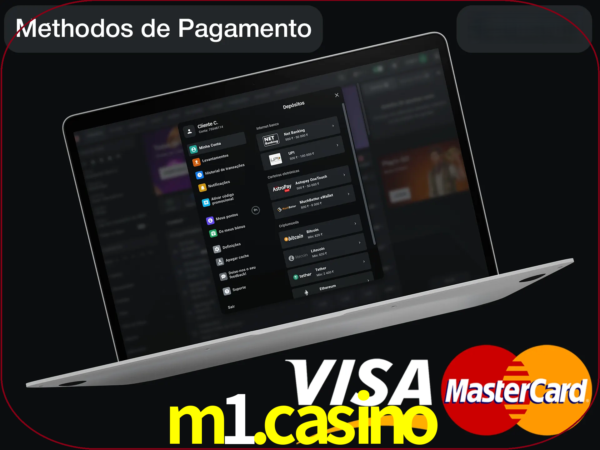 Use seu método de depósito preferido.